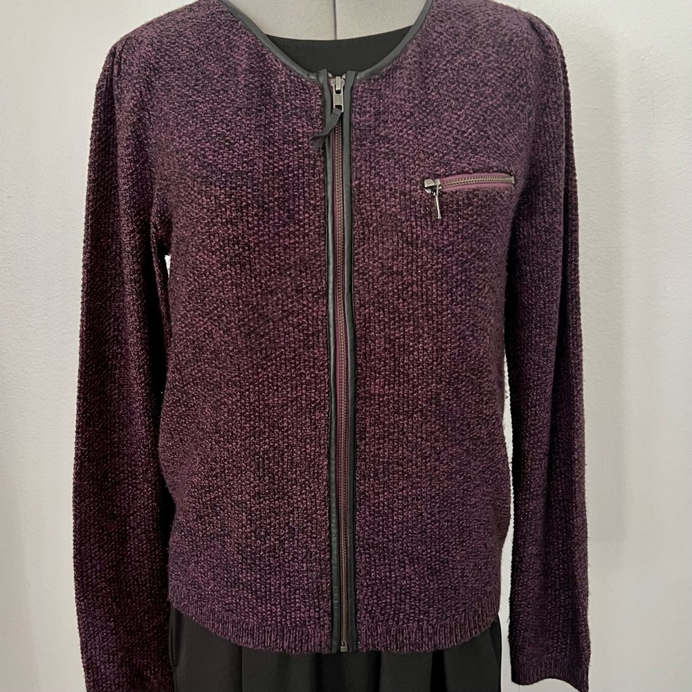 Trouvé Purple Metallic & Faux Leather Trip Sweater